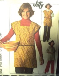 7708  SIMPLICITY JIFFY 1976 BACK TIE SMOCK OR APRON SLEEVES OR NOT PATTERN  12-14  UNCUT